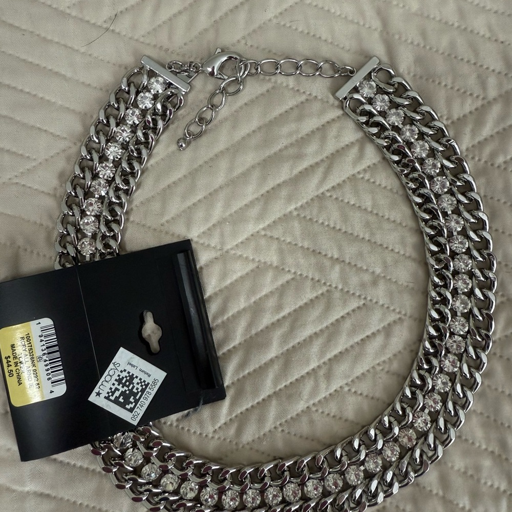 INC International Concepts Silver Rhinestone Necklace